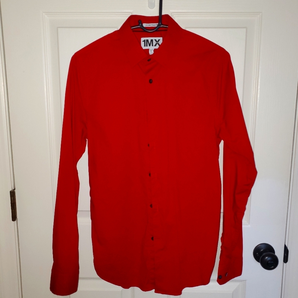 Express Red Extra Slim Fit Size Small Men's Button Down